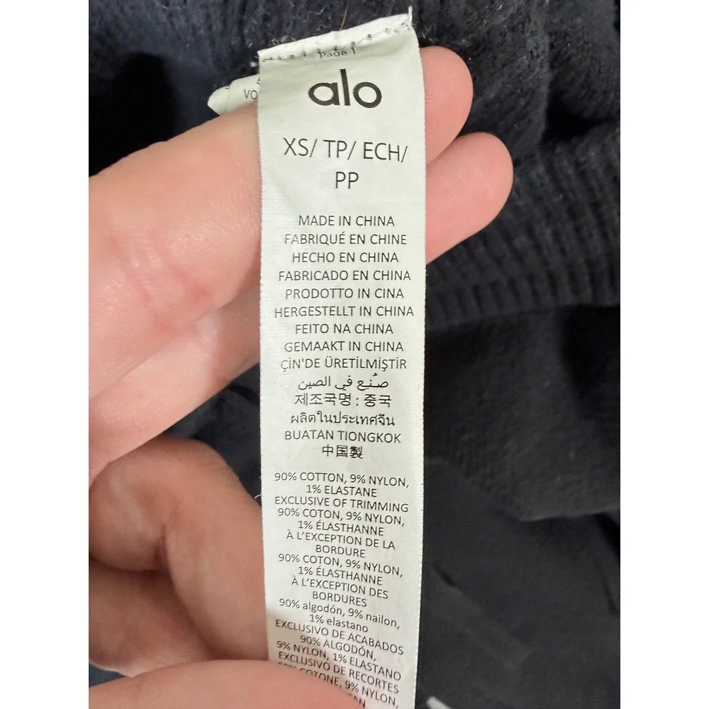 ALO Yoga Cargo Utility Pants XS Black High Waist Soft Washed Pocket Drawstring